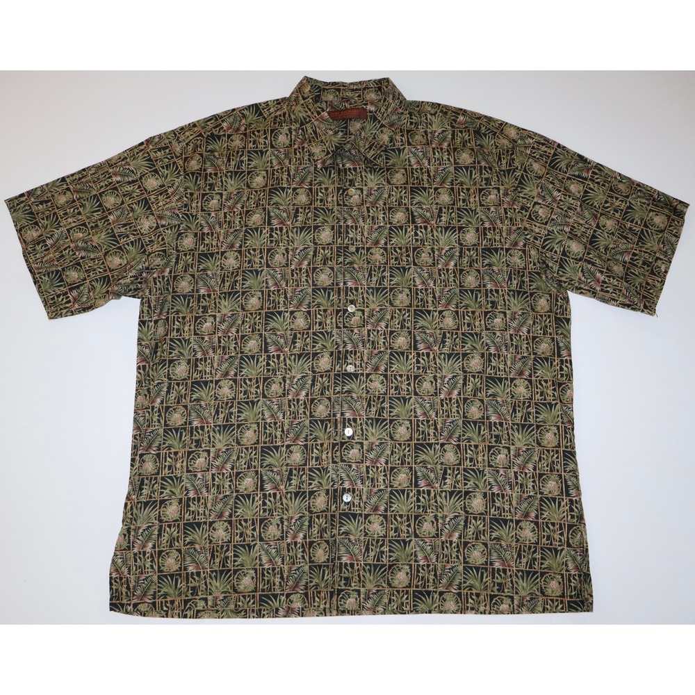 Tori Richard Honolulu Mens XL Tropical Palm Print Button Down Cruise Shirt
